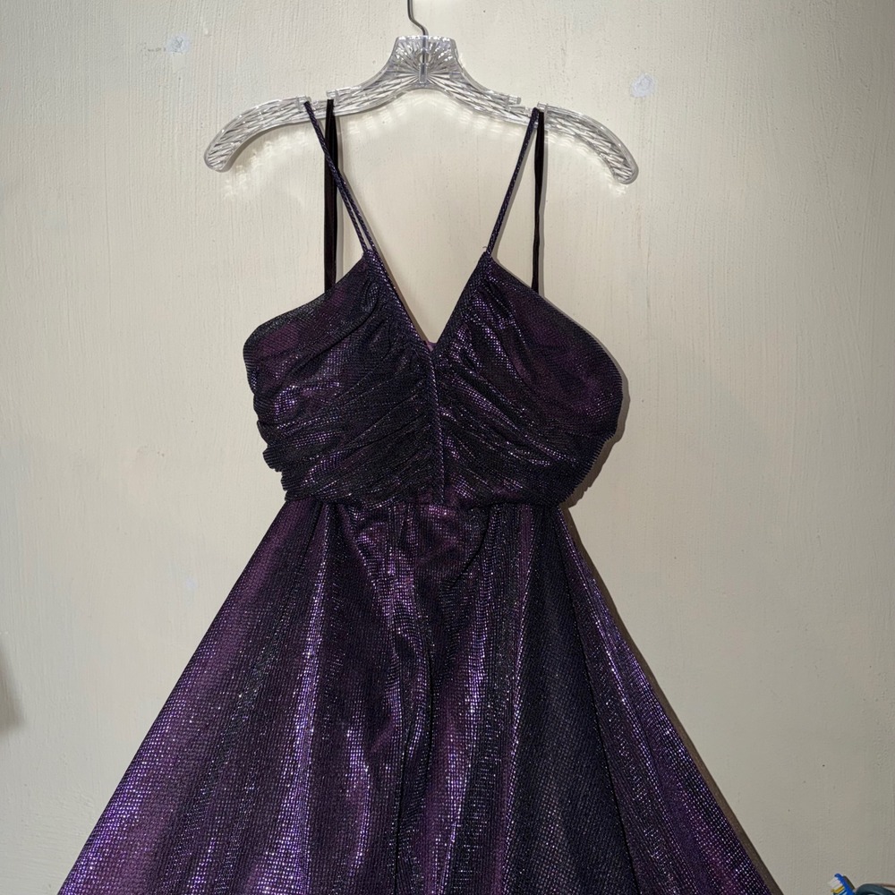 Alfred Angelo Vtg Flirtations Purple Metallic Ruched Gown 80s Prom Dress 9/10